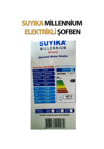 Elektrikli Şofben Millennium Efsane 7300 Watt