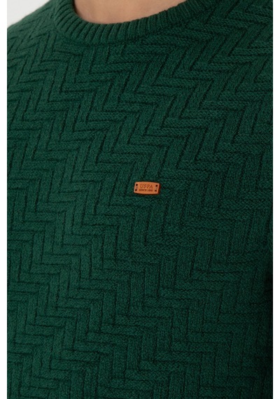U.S. Polo Assn. Erkek Slim Fit Bisiklet Yaka Koyu Yeşil Kazak 50297050-VR079