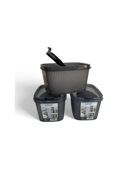Shell Erzak Kabı 1300 Ml, Antrasit, 3'lü Set Antrasit