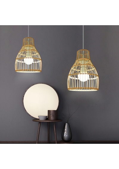 Suntek Rattan Abajur Avize Işık Fikstürü Kapak Art 18cmx26cm Bej