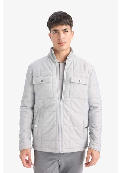 Defacto Slim Fit Dar Kesim Dik Yaka Astarlı Fermuarlı Cepli Kışlık Şişme Penye Mont E7888ax25augr221 Gri