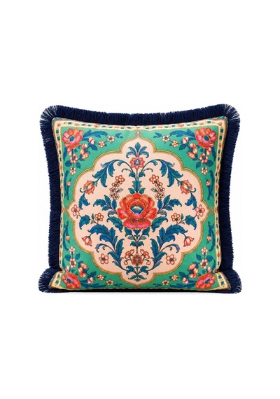 Oriental Bloom Çiçek Desenli 4 Lü Saçaklı Kırlent Kılıfı 45 x 45