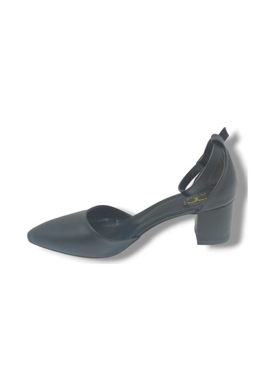 C-shoes Cv104-26 Cilt Sivri Burun Kalın Topuklu Karnıyarık Kadın Ayakkabı 6cm 41-42 Siyah