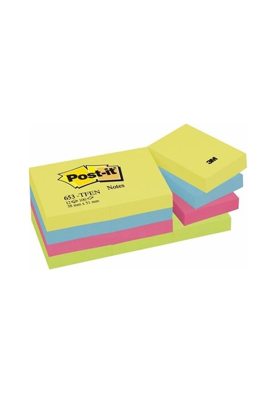 3M 653-Tfen Post-It Enerjik Renkler 38X51 Mm 12 Li