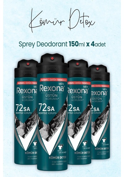 Rexona Men Kömür Erkek Sprey Deodorant 4 x 150 ML
