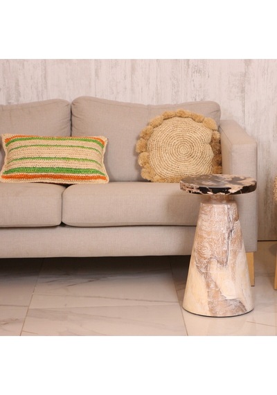 Karana Fosil Ağaç & Mungur Sehpa 30x28x52 Cm Beyaz
