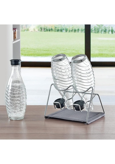 Lexroo Sodatex 2 - Çift Şişe Rafı. Gri Renkte Polytherm Kaplama. Boyutlar: 21x17x14 Cm