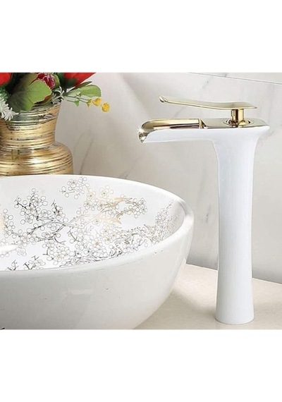 Yedi Yapı Şelale Çanak Lavabo Bataryası Beyaz-gold Beyaz