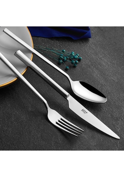Avcı Klas 60 Parça Çatal Kaşık Bıçak Takımı 18/10 Paslanmaz Çelik Bıçaklı Sku: Mır8690010577870 Abanoz