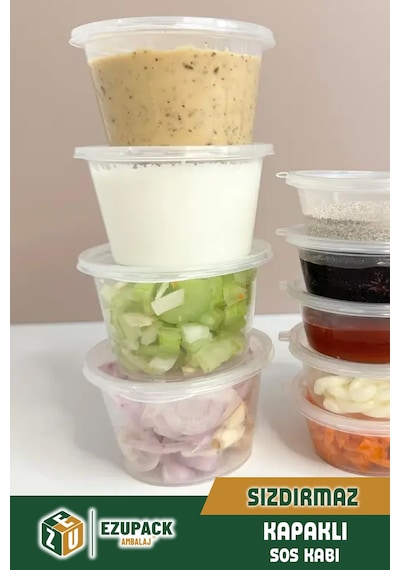 50 Adet Sızdırmaz 120 Ml Mini Saklama Kabı Sosluk Buzluk Kabı, Et Suyu, Kemik Suyu, Sos Kabı Mutfak Diğer