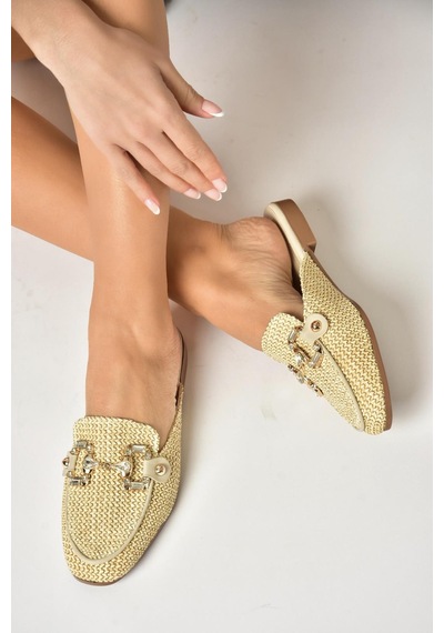 Fox Shoes U250009117 Bej Hasır Kadın Terlik Bej-hasır Bej