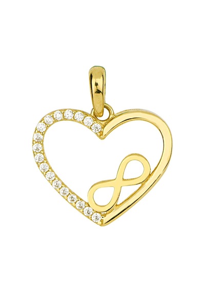 Goldkupe 14 Ayar Altın Kalp Ve Sonsuzluk Kolye Ucu 0,92 Gr-3397