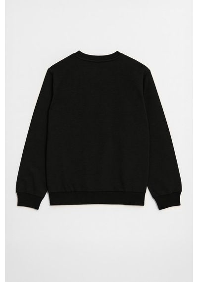 Markapia Erkek Bisiklet Yaka Düz Sweatshirt Siyah S