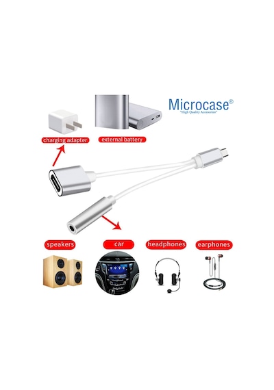 Microcase Type-C 2In1 Şarj Kulaklık Dönüştürücü Al2361