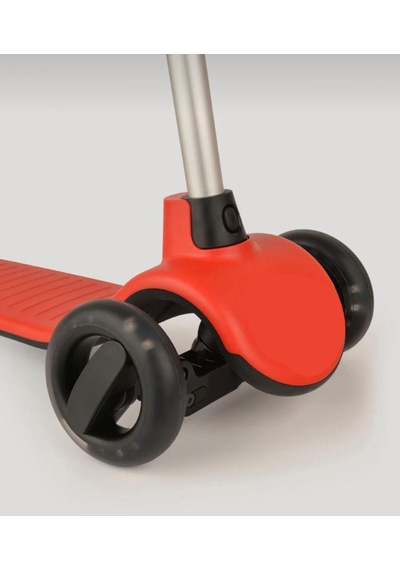 Led Işıklı Silikon 3 Tekerli Katlanabilir Yükseklik Ayarlı 50kg Taşıma Kapasiteli Çocuk Scooter Kırmızı