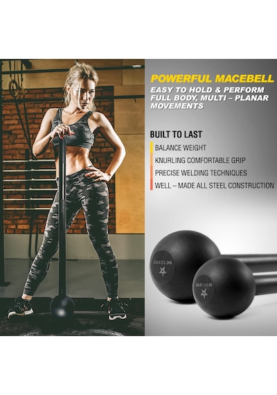 Yes4all Rrsa Alaşımlı Çelik Mace Bell Güç Antrenmanı, Omuz, Sap Ve Ön Kol Egzersizleri İçin, D. 6,8 Kg - Tek