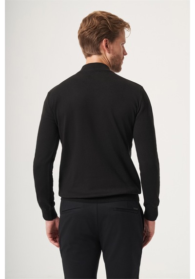 İmza Siyah-füme Balıkçı Yaka Uzun Kol Örme Comfort Fit Pamuklu Kazak 1012265154 Siyah - Füme