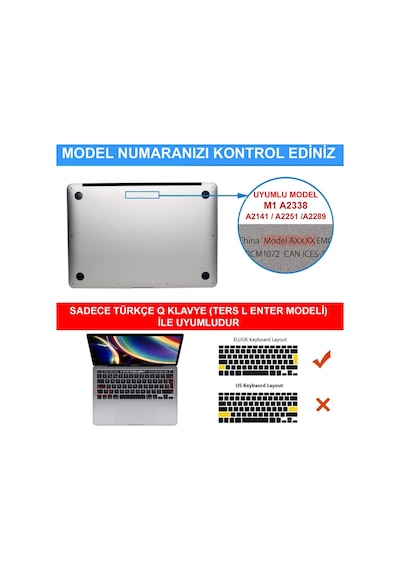 Apple Uyumlu MacBook Pro 2020 13 Inch A2289-A2251 Türkçe Klavye Koruyucu Kılıf