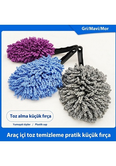 Carub Mikrofiber Toz Alma Fırçası Araç İçi Çok Amaçlı Saplı Yumuşak Kıllı Toz Gideren Detay Temizleyici Fırça Br0922581