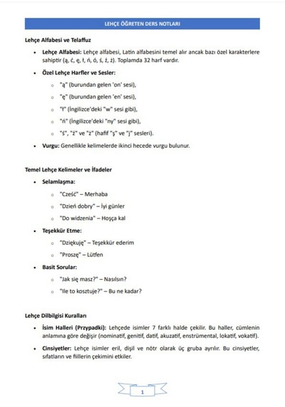Lehçe Öğreten Ders Notları
