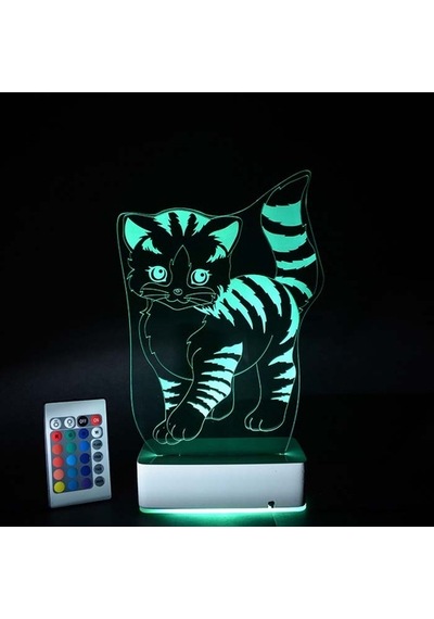 Özel Tasarım Sevimli Kedi 3D Led Lamba