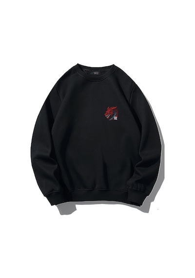 Brz Collection Unisex Oversize Red Dragon Sweatshirt Siyah