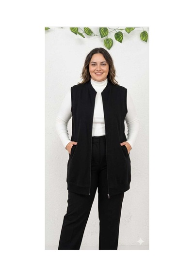 Butik Kadın Tesetür Yelek Siyah Siyah