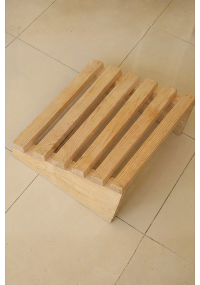 Ahşap Masa Altı Ayaklık Ayak Desteği Ayak Koyma Standı Doğal Ahşap 35x45 Orta Boy