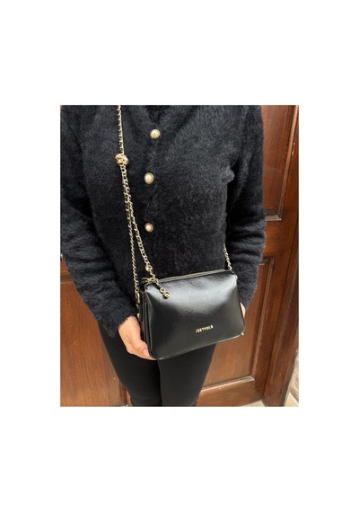 Just Polo Kadın Zincir Askılı Günlük Ve Özel Kullanıma Uygun Şık Tasarımlı Omuz & Çapraz Çanta Shoulder Bag Rugan Siyah