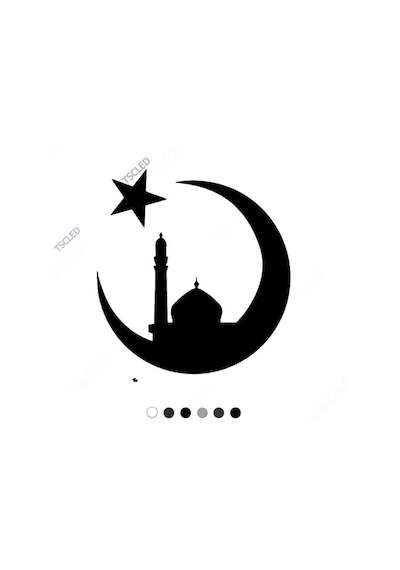 Ay Ve Yıldız Ayın Üzerinde Minareli Cami Sticker (497659796)
