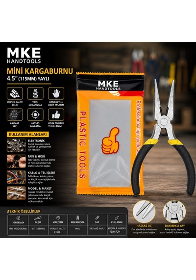 Mke Handtools Mini Kargaburnu 4.5 İnç 115 Mm - Çelik Yaylı- 10'li Paket Diğer