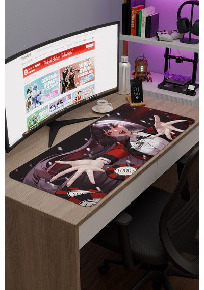 Kakegurui Anime V1 - 90x40 Xxl Gaming Kauçuk Kaymaz Taban Mouse Pad Fare Altlığı