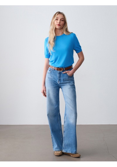 Dilvin 10872 Lyocell Karışımlı Minimal Bluz-turkuaz