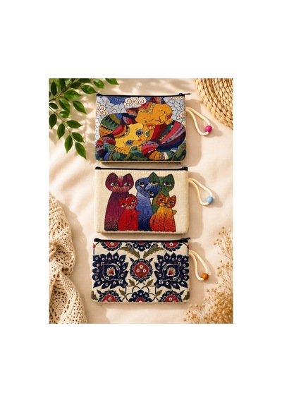 Badufa Home Goblen Dokuma Bez Çanta Bej Bej