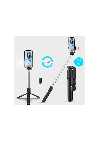 Bluetooth Lu Led Işıklı Selfie Çubuğu Uzaktan Kumandalı Yatay Özçekim Tripod