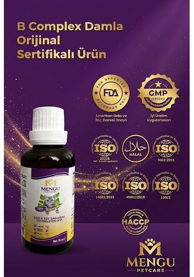 Tüy Dökülmesini Önleyici Ve Tüy Sağlığını Destekleyici Kediler İçin Biotin'li B Complex Damla 50 Ml