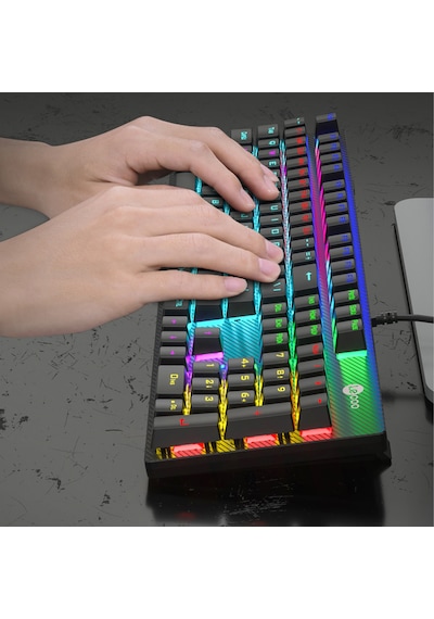 Lecoo KG1101 Kablolu Blue Switch RGB Makro Tuşlu Gaming Mekanik Türkçe Q Klavye