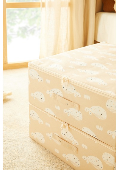 Ocean Home Textile 2'li Çocuk Odası Sevimli Balina Destekli Kutu Hurç Set 45 X 55 X 18 Cm Bej