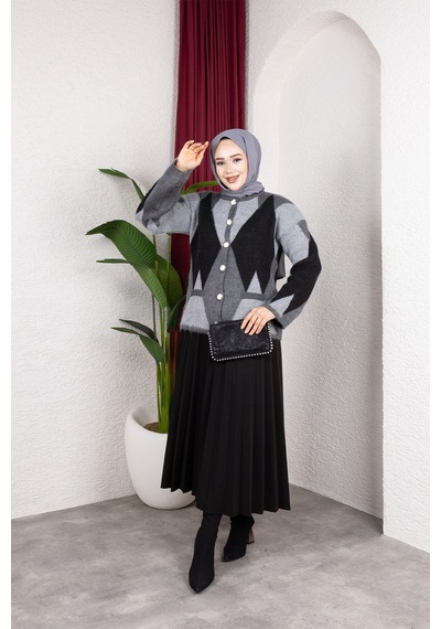 Hira Life Fashion Kadın Önü Düğmeli Şardonlu Cepli Ve Baklava Desenli Triko Hırka Siyah Siyah Hira Life Fashion Kadın Önü Düğmeli Şardonlu Cepli Ve Baklava Desenli Triko Hırka Siyah Siyah