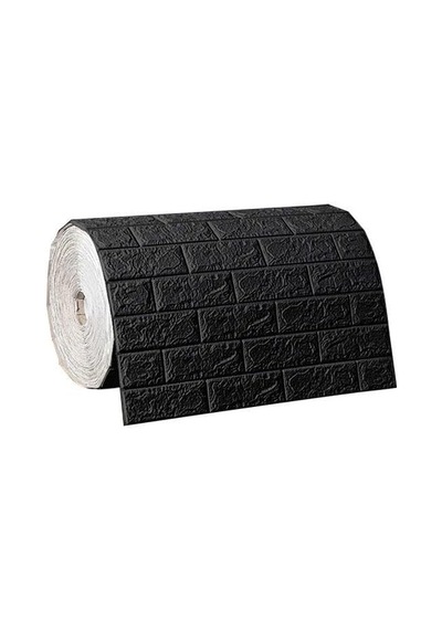 Nw06-70x500cm Kendinden Yapışkanlı Siyah Tuğla Desen 3d Duvar Kağıdı Paneli Tek Parça Diğer