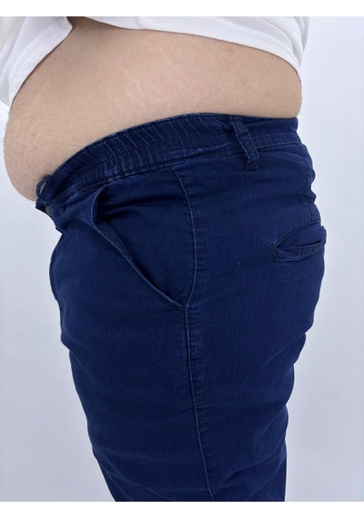 Büyük Beden Denim Boru Paça Erkek Pantolon Lacivert