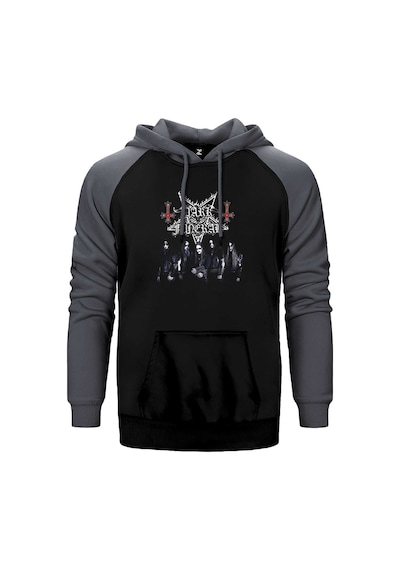 Dark Funeral Grup Face Gri Renk Reglan Kol Kapşonlu Sweatshirt Gri