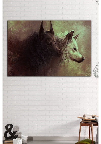 Kurtlar Bir Çift Kurt Dekoratif Kanvas Tablo 120 x 80