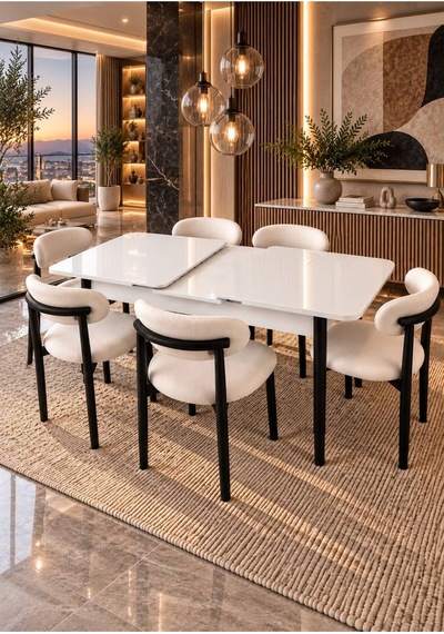 Sfm Açılabilir Kapanabilir 6 Sandalyeli Mutfak Masa Takımı Salon Takımı Bej - 924693614 Bej Sfm Açılabilir Kapanabilir 6 Sandalyeli Mutfak Masa Takımı Salon Takımı Bej - 924693614 Bej