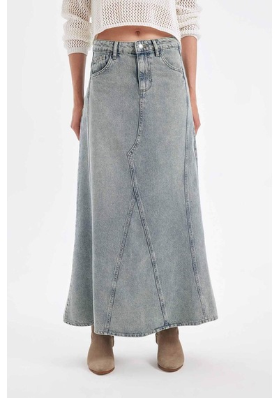 Defacto Fashion Fit Cepli Jean Maxi Etek D4420AX24AUNM85 İndigo