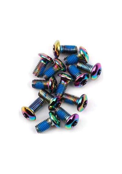 Pro Bisiklet Scooter Fren Disk Vidası Rotor Civatası 6 Vida Mtb Rotor Vidası 12li Paket Rainbow