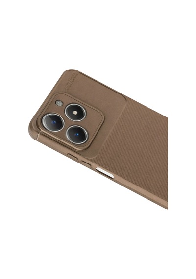 Gld-spt- Newface Realme C61 Kılıf Auto Focus Karbon Kapak - Kahverengi