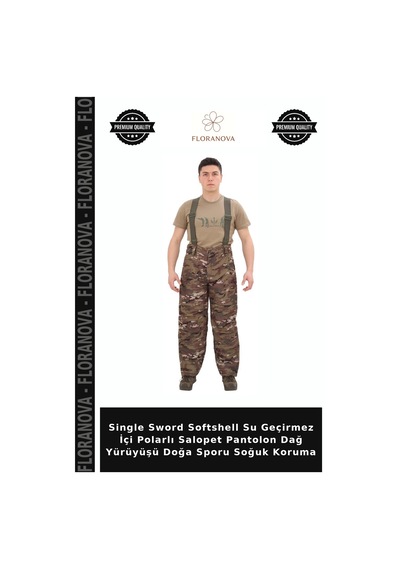 Floranova Single Sword Softshell Su Geçirmez İçi Polarlı Salopet Pantolon Dağ Yürüyüşü Doğa Sporu Soğuk Koruma Çok Renkli