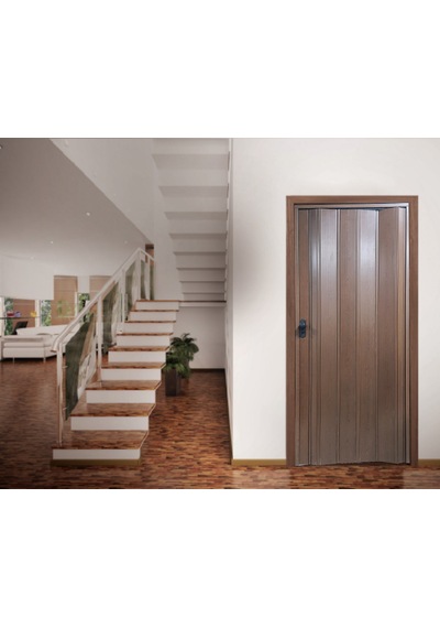 Penguen Akordiyon Kapı Ceviz Camsız En 133-147 Cm Aras Boy 220 Cm