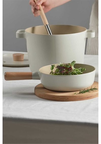 Fika Seramik Kaplama Wok Tava 26 Cm - Bej-7357 Şeffaf